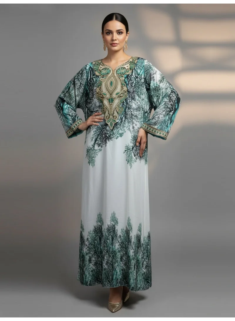 Alaya Women Floral Embroidered Chiffon Jalabiya-AL3830